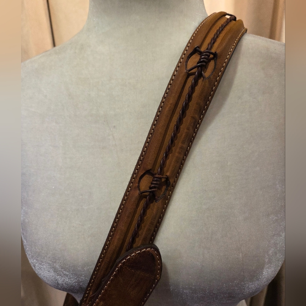 Leather Western Belt with Silver Buckle - Picture 10 of 16